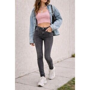 Big Star 1974 Skinny Jeans Womens 28 Black Wash Stretch Denim Mid Rise